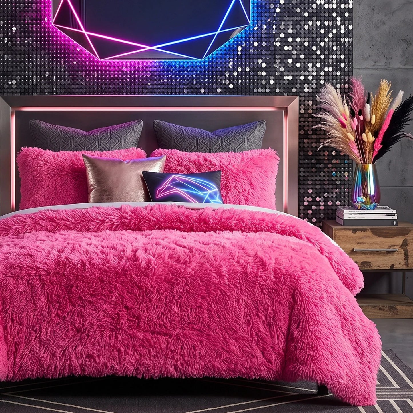 Shaggy Comforter Set with 2 Shams