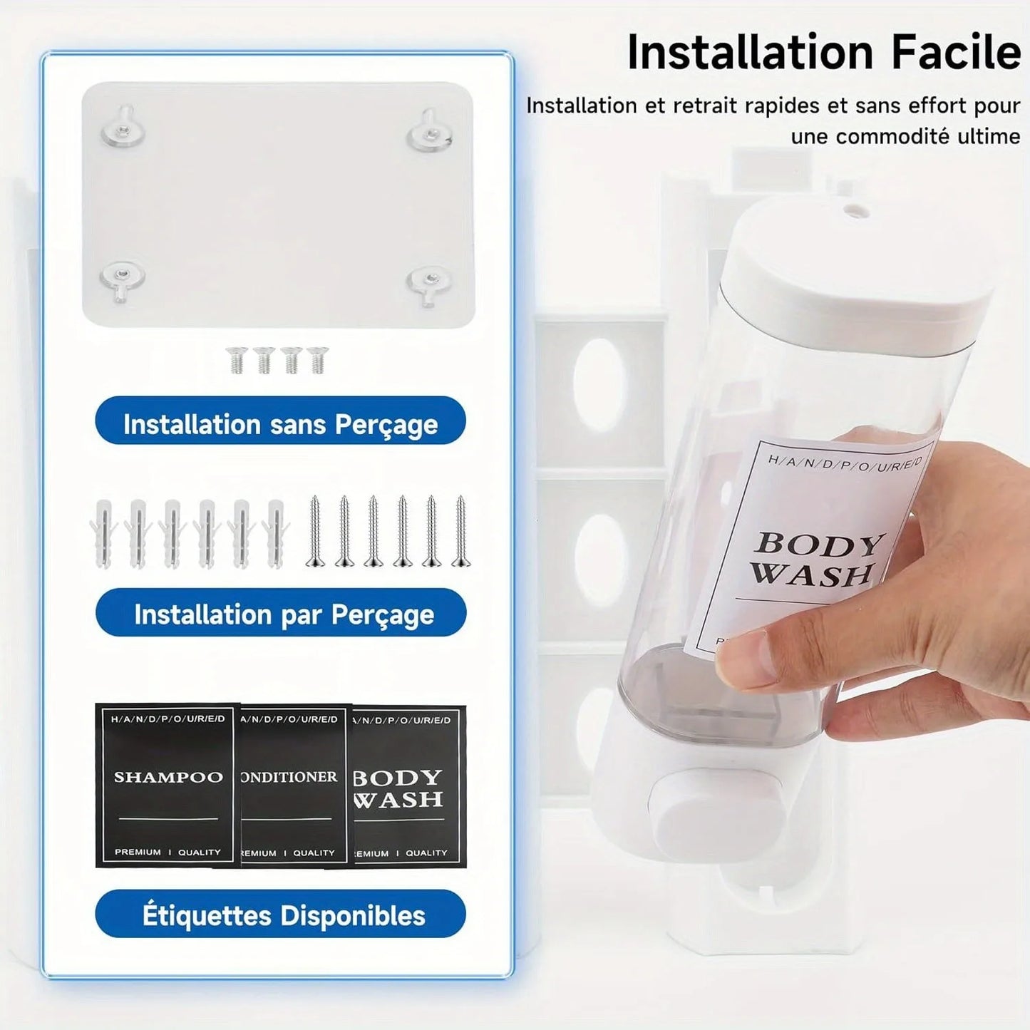 Wall-Mounted Soap Dispenser, Shower Gel Dispenser